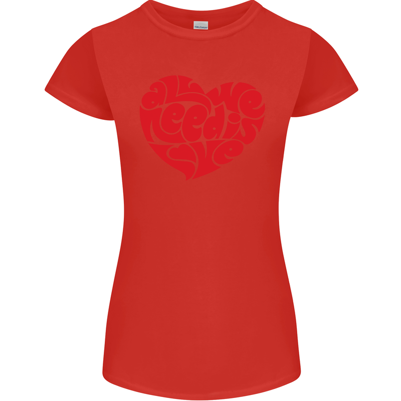 All You Need Is Love Heart Peace Womens Petite Cut T-Shirt Red