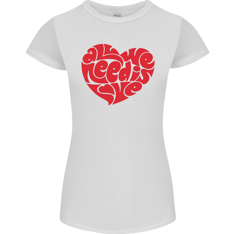 All You Need Is Love Heart Peace Womens Petite Cut T-Shirt White