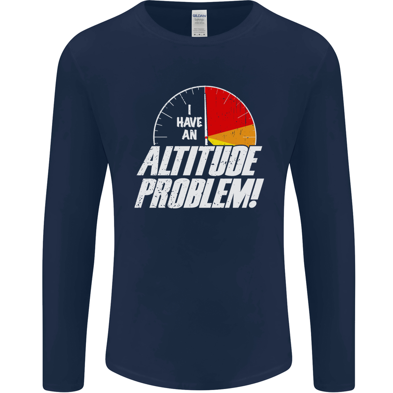 Altitude Problem Skydiving Freefall Funny Mens Long Sleeve T-Shirt Navy Blue