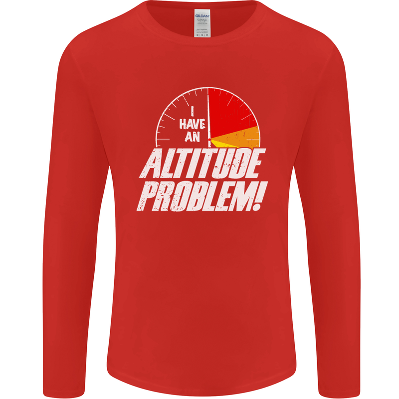 Altitude Problem Skydiving Freefall Funny Mens Long Sleeve T-Shirt Red