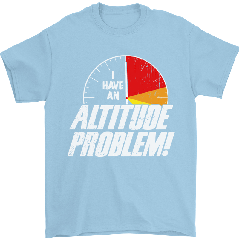 Altitude Problem Skydiving Freefall Funny Mens T-Shirt Cotton Gildan Light Blue