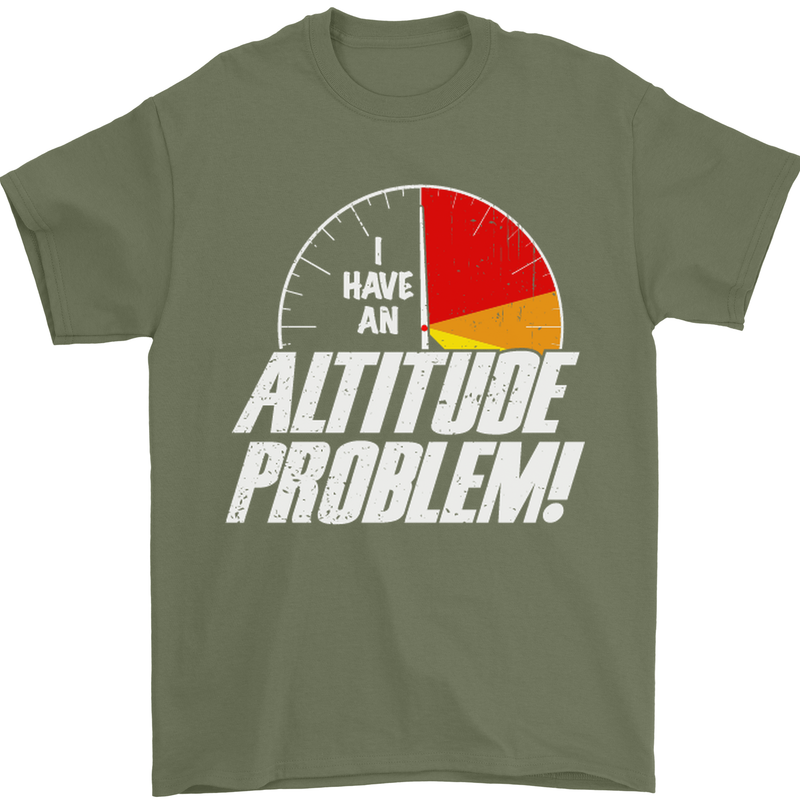 Altitude Problem Skydiving Freefall Funny Mens T-Shirt Cotton Gildan Military Green