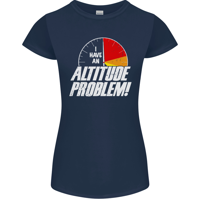 Altitude Problem Skydiving Freefall Funny Womens Petite Cut T-Shirt Navy Blue