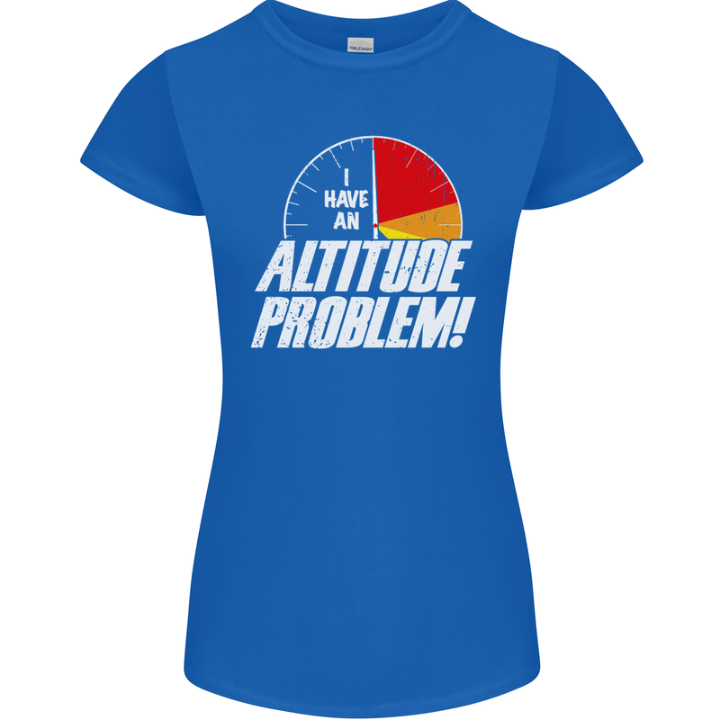 Altitude Problem Skydiving Freefall Funny Womens Petite Cut T-Shirt Royal Blue