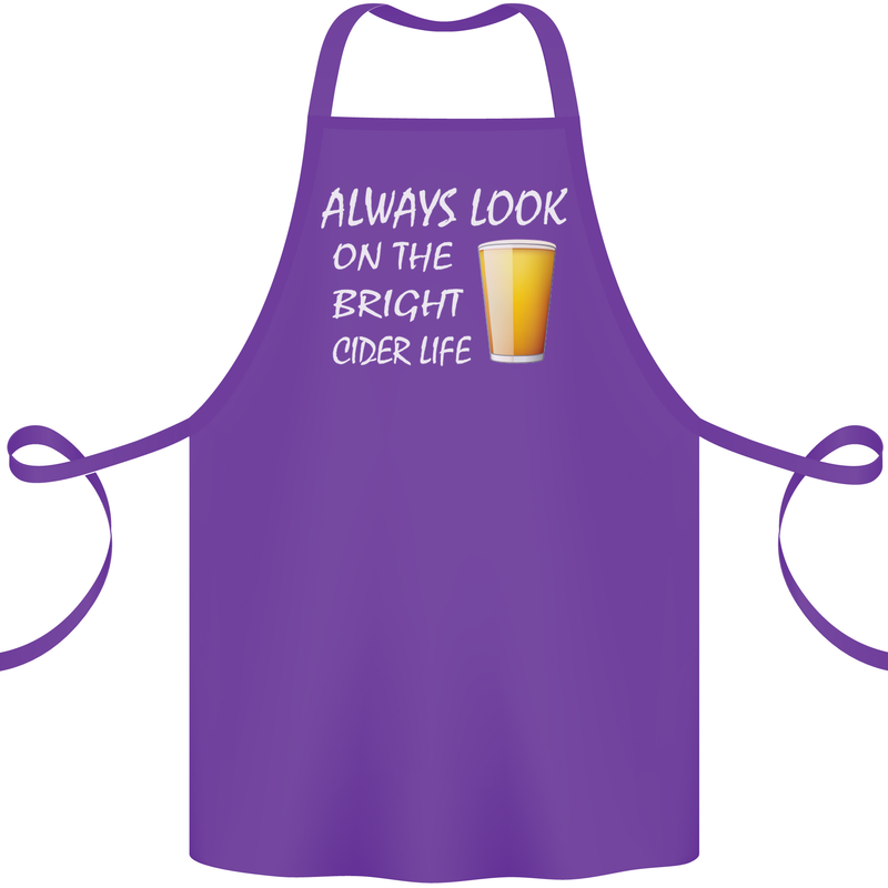 Always Look on the Bright Cider Life Funny Cotton Apron 100% Organic Purple