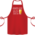 Always Look on the Bright Cider Life Funny Cotton Apron 100% Organic Red