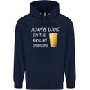 Always Look on the Bright Cider Life Funny Mens 80% Cotton Hoodie Navy Blue