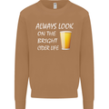 Always Look on the Bright Cider Life Funny Mens Sweatshirt Jumper Caramel Latte