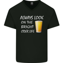 Always Look on the Bright Cider Life Funny Mens V-Neck Cotton T-Shirt Black