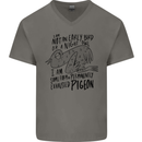 Always Tired Fatigued Exhausted Pigeon Funny Mens V-Neck Cotton T-Shirt Charcoal