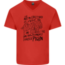 Always Tired Fatigued Exhausted Pigeon Funny Mens V-Neck Cotton T-Shirt Red