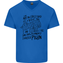 Always Tired Fatigued Exhausted Pigeon Funny Mens V-Neck Cotton T-Shirt Royal Blue