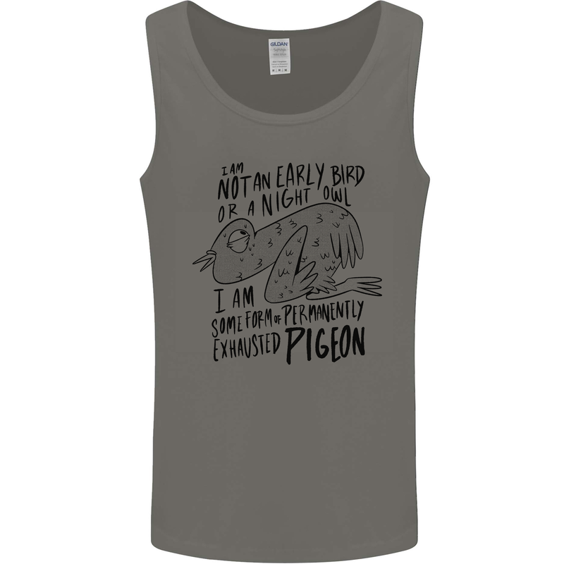 Always Tired Fatigued Exhausted Pigeon Funny Mens Vest Tank Top Charcoal