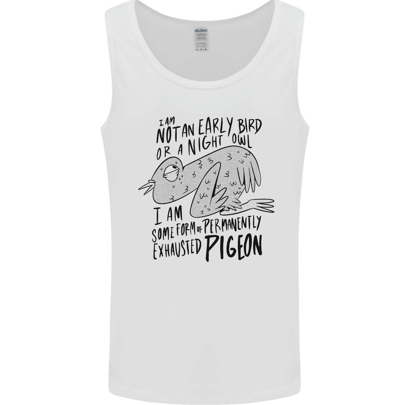 Always Tired Fatigued Exhausted Pigeon Funny Mens Vest Tank Top White