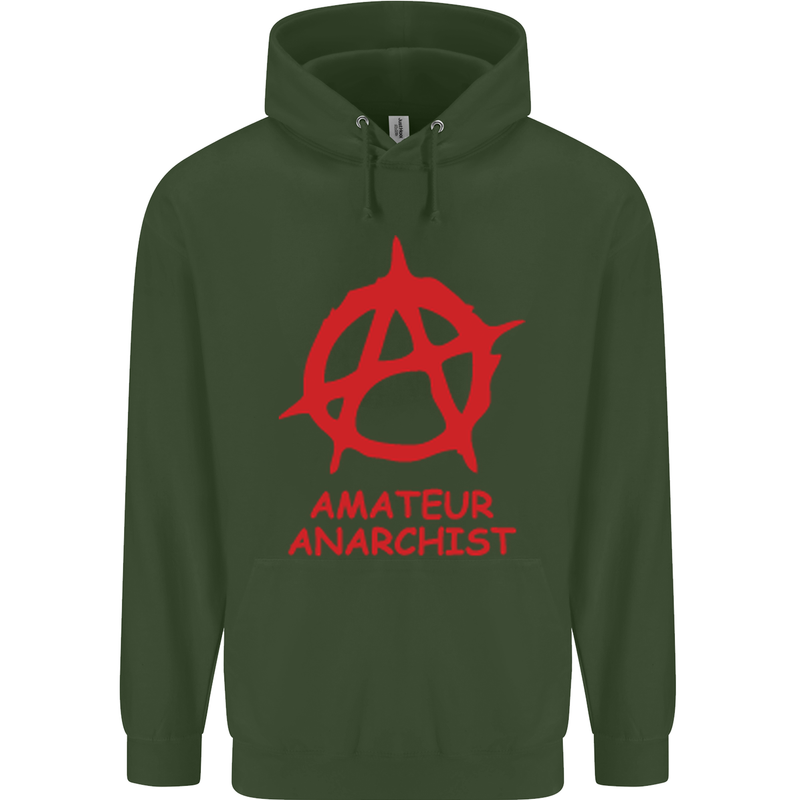 Amateur Anarchist Anarchism Activist Funny Childrens Kids Hoodie Forest Green