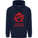 Amateur Anarchist Anarchism Activist Funny Childrens Kids Hoodie Navy Blue
