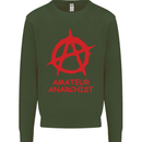 Amateur Anarchist Anarchism Activist Funny Kids Sweatshirt Jumper Forest Green