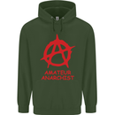 Amateur Anarchist Anarchism Activist Funny Mens 80% Cotton Hoodie Forest Green