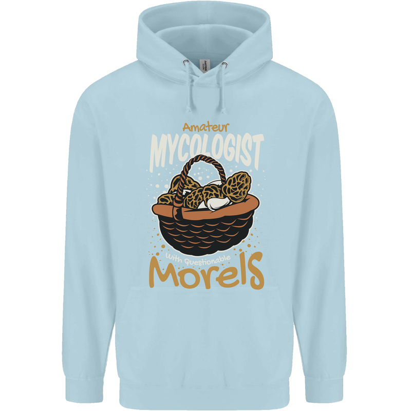 Amateur Mycologist Funny Mushroom Childrens Kids Hoodie Light Blue