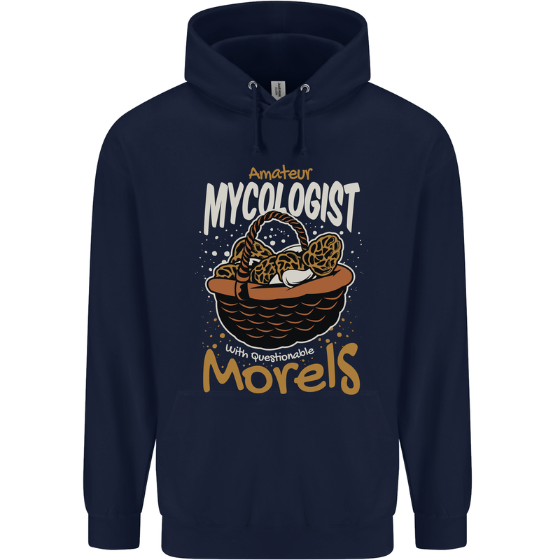 Amateur Mycologist Funny Mushroom Childrens Kids Hoodie Navy Blue