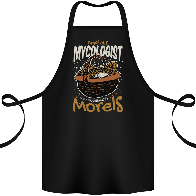 Amateur Mycologist Funny Mushroom Cotton Apron 100% Organic Black