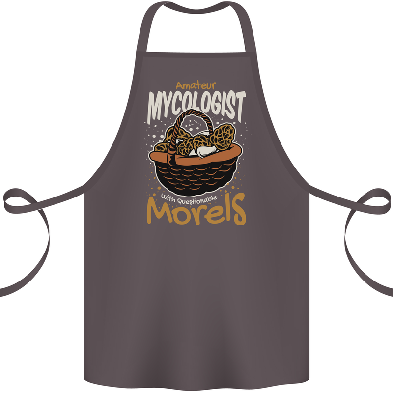 Amateur Mycologist Funny Mushroom Cotton Apron 100% Organic Dark Grey