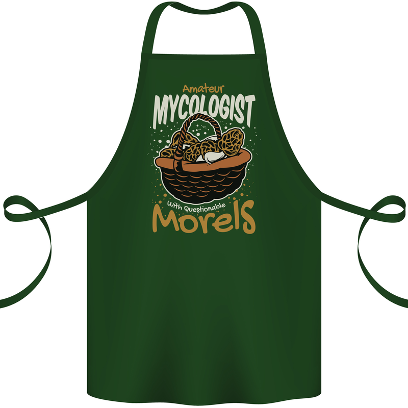 Amateur Mycologist Funny Mushroom Cotton Apron 100% Organic Forest Green
