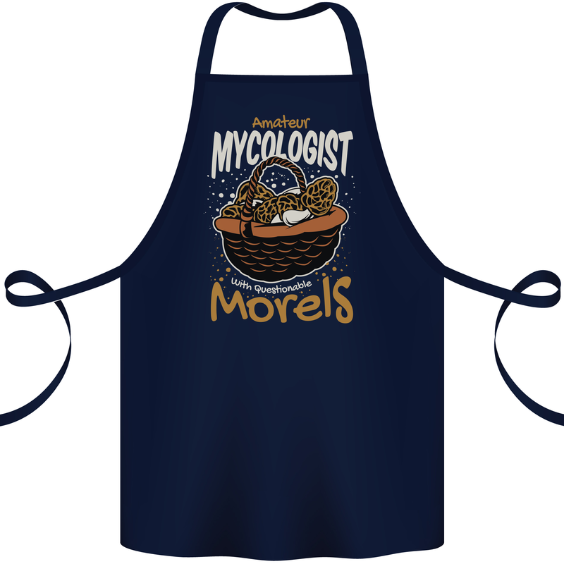 Amateur Mycologist Funny Mushroom Cotton Apron 100% Organic Navy Blue