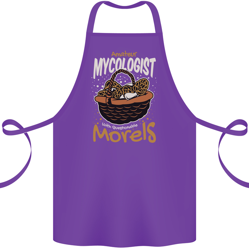Amateur Mycologist Funny Mushroom Cotton Apron 100% Organic Purple