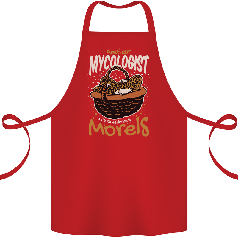 Amateur Mycologist Funny Mushroom Cotton Apron 100% Organic Red