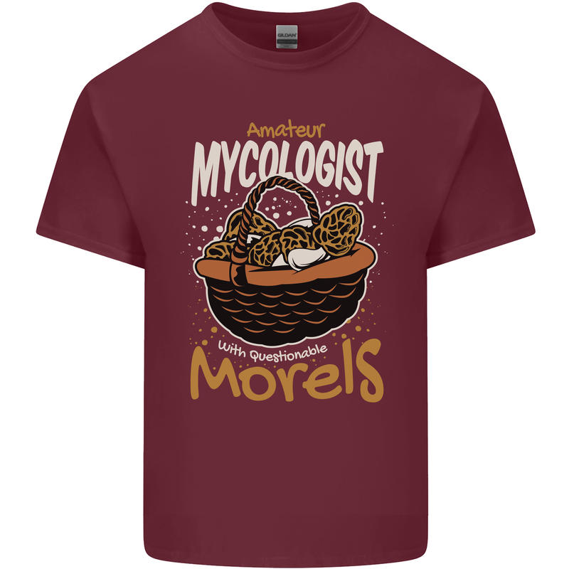 Amateur Mycologist Funny Mushroom Mens Cotton T-Shirt Tee Top Maroon