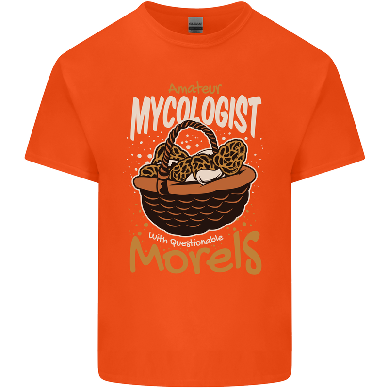 Amateur Mycologist Funny Mushroom Mens Cotton T-Shirt Tee Top Orange