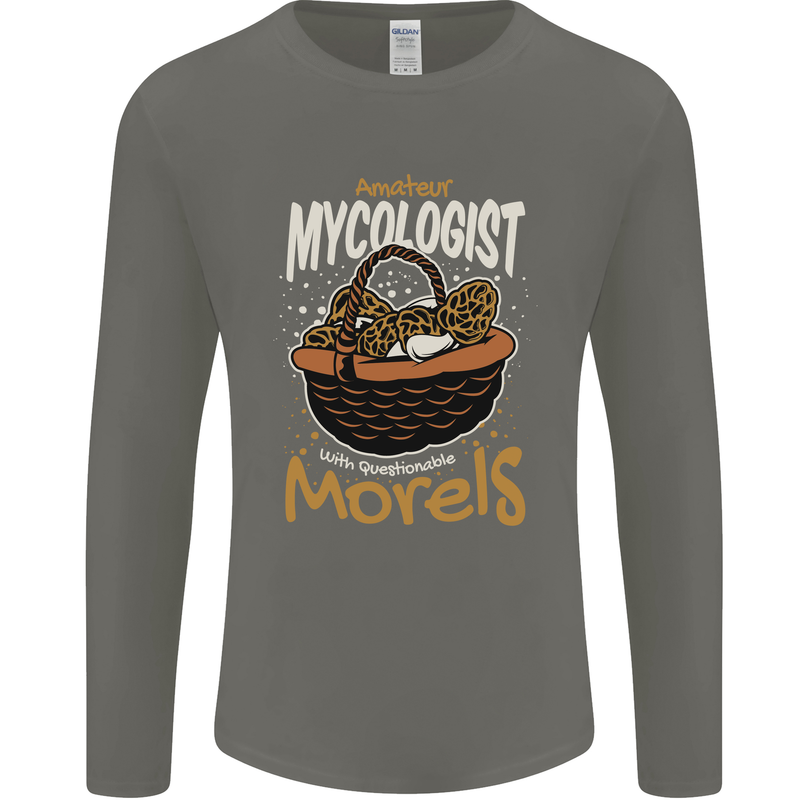 Amateur Mycologist Funny Mushroom Mens Long Sleeve T-Shirt Charcoal