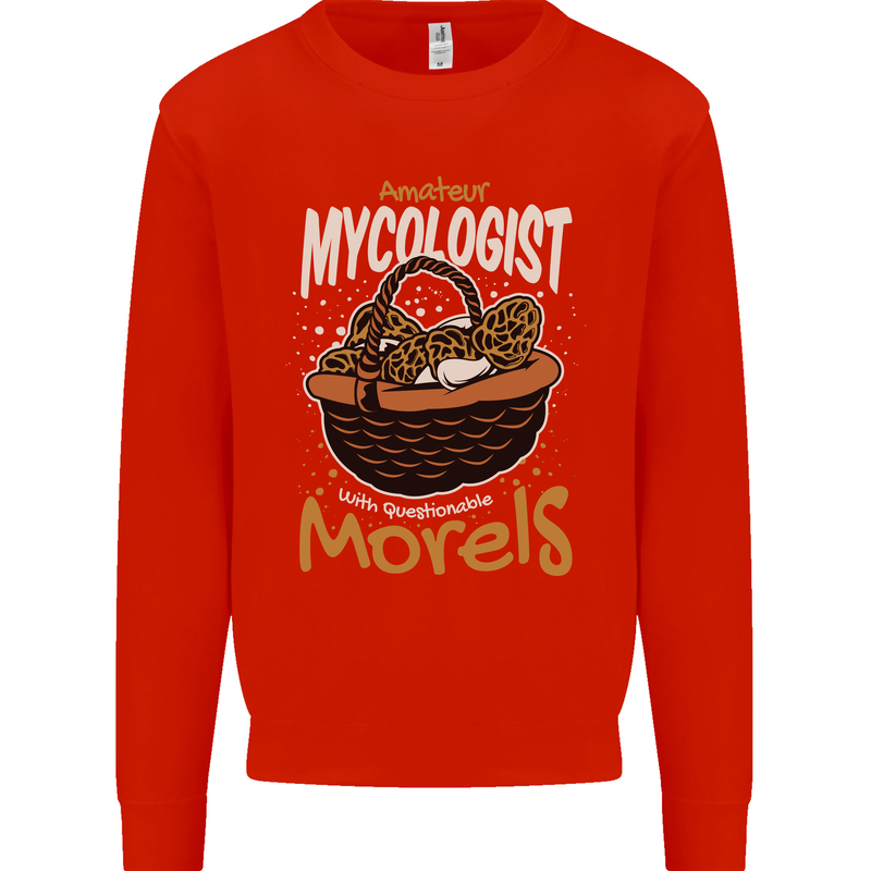 Amateur Mycologist Funny Mushroom Mens Sweatshirt Jumper Bright Red