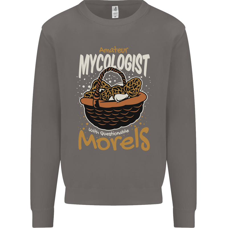 Amateur Mycologist Funny Mushroom Mens Sweatshirt Jumper Charcoal
