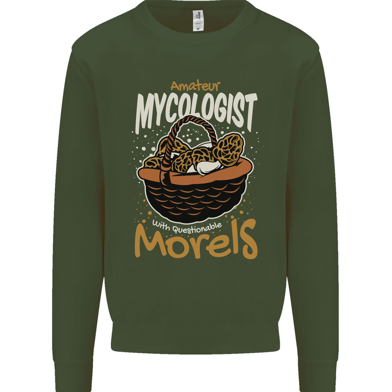 Amateur Mycologist Funny Mushroom Mens Sweatshirt Jumper Forest Green