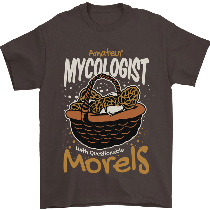 Amateur Mycologist Funny Mushroom Mens T-Shirt 100% Cotton Dark Chocolate