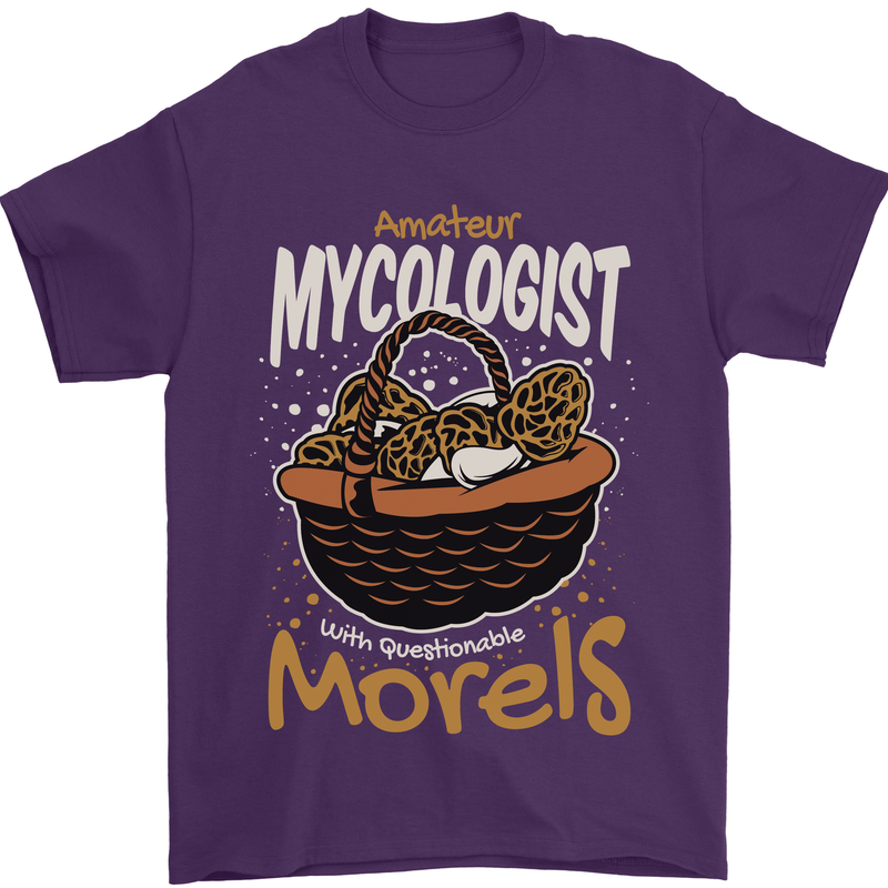 Amateur Mycologist Funny Mushroom Mens T-Shirt 100% Cotton Purple