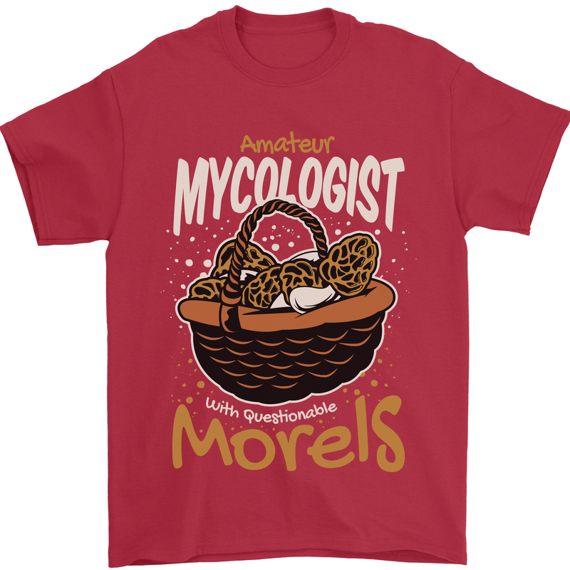 Amateur Mycologist Funny Mushroom Mens T-Shirt 100% Cotton Red