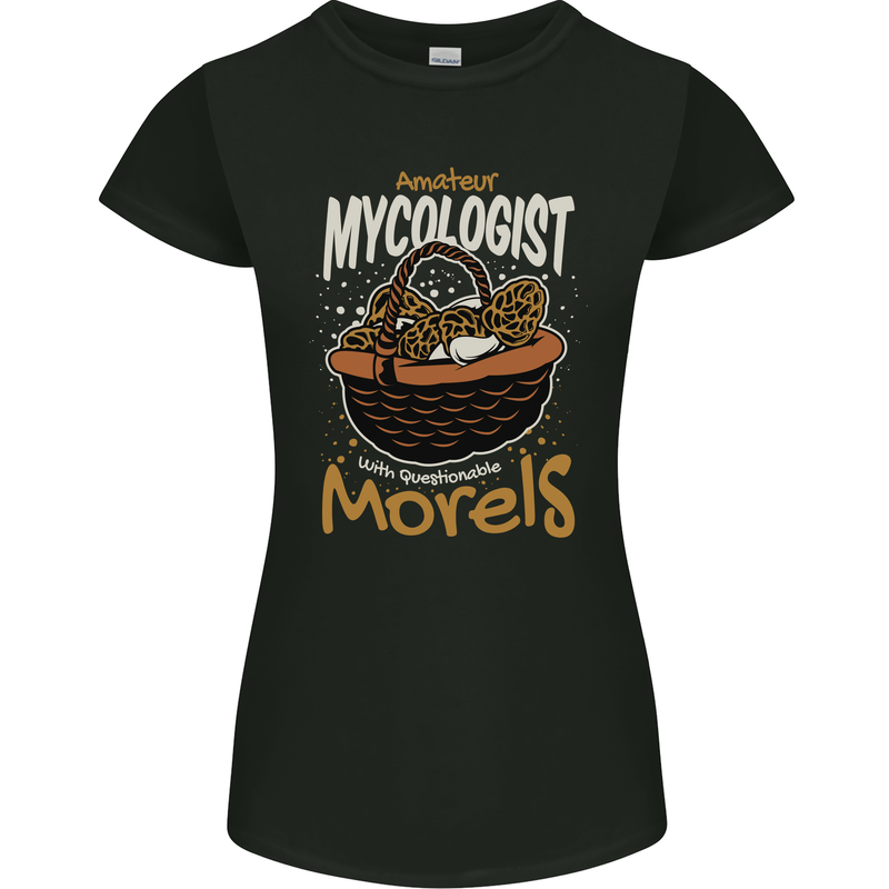 Amateur Mycologist Funny Mushroom Womens Petite Cut T-Shirt Black