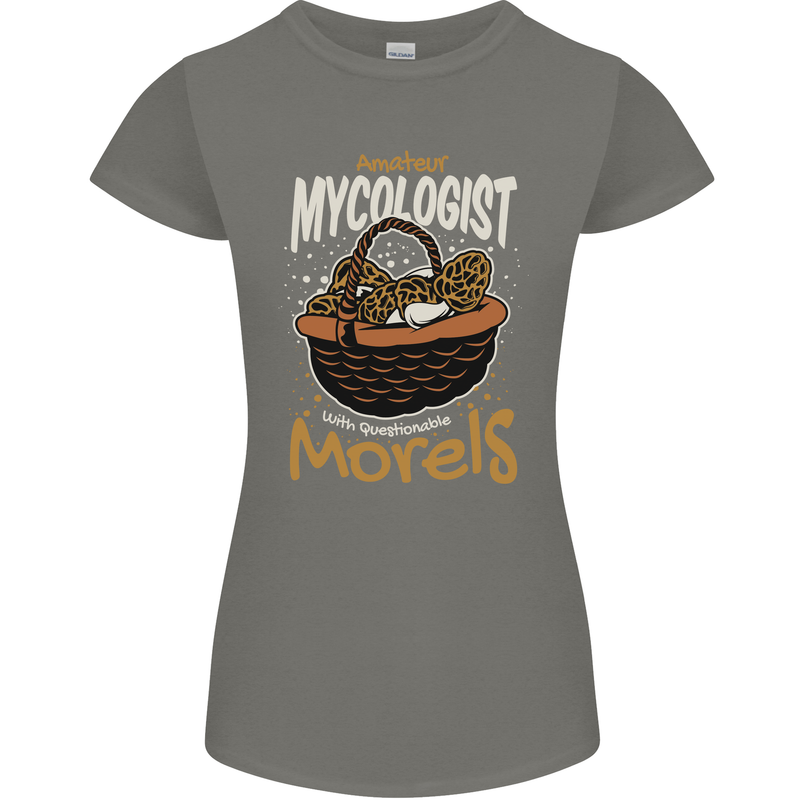 Amateur Mycologist Funny Mushroom Womens Petite Cut T-Shirt Charcoal