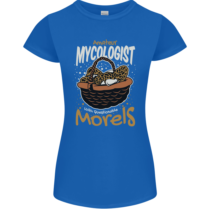 Amateur Mycologist Funny Mushroom Womens Petite Cut T-Shirt Royal Blue