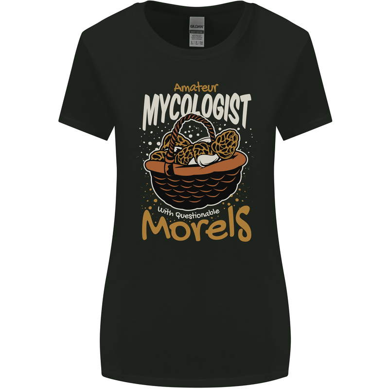 Amateur Mycologist Funny Mushroom Womens Wider Cut T-Shirt Black