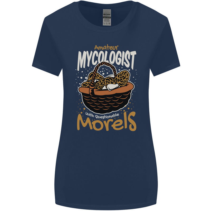 Amateur Mycologist Funny Mushroom Womens Wider Cut T-Shirt Navy Blue