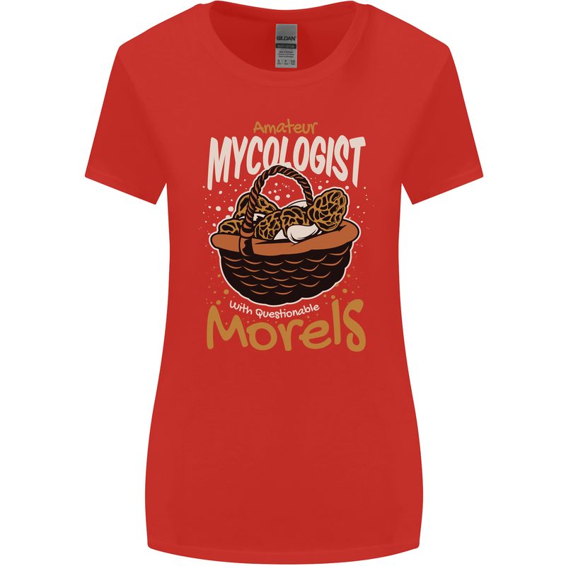 Amateur Mycologist Funny Mushroom Womens Wider Cut T-Shirt Red