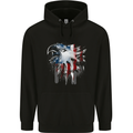 Amerian Eagle With Stars & Stripes Flag USA Childrens Kids Hoodie Black