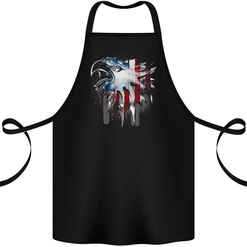 Amerian Eagle With Stars & Stripes Flag USA Cotton Apron 100% Organic Black