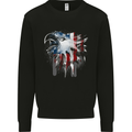 Amerian Eagle With Stars & Stripes Flag USA Kids Sweatshirt Jumper Black