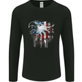 Amerian Eagle With Stars & Stripes Flag USA Mens Long Sleeve T-Shirt Black