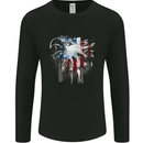 Amerian Eagle With Stars & Stripes Flag USA Mens Long Sleeve T-Shirt Black